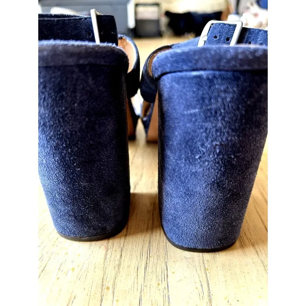 y2k blue suede platform heels banana Republic Sandal Women 9.5  party retro chic